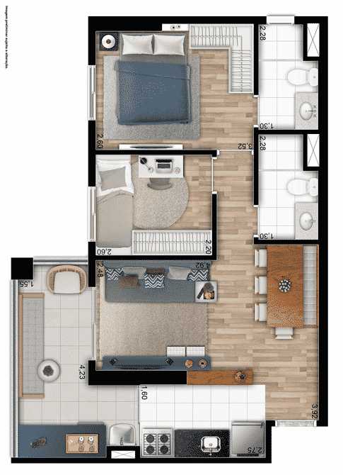 Apartamento à venda com 2 quartos, 57m² - Foto 3