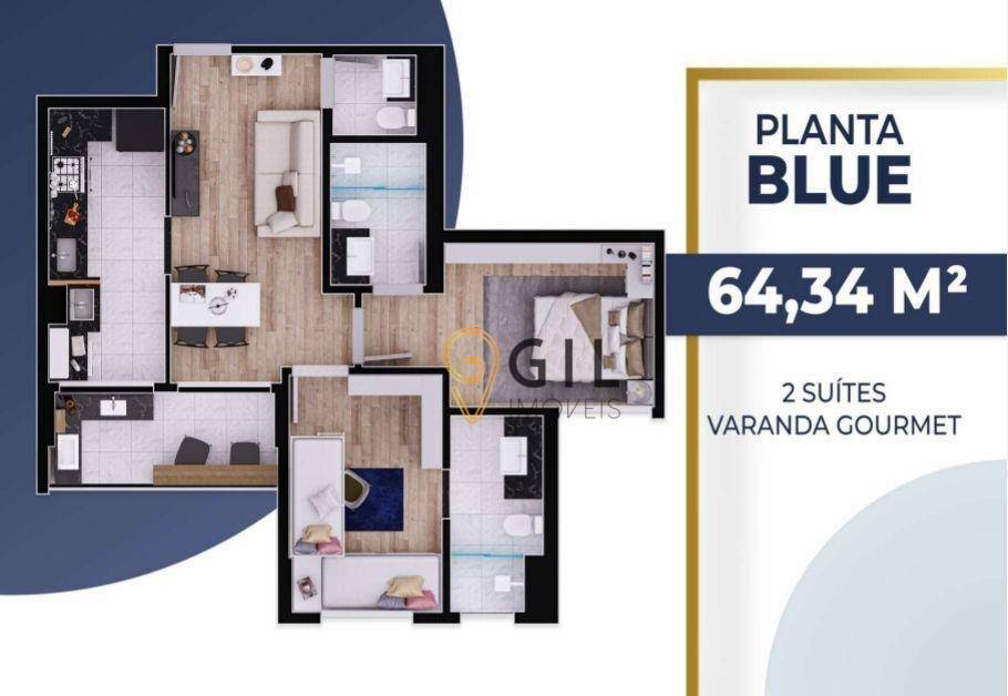 Apartamento à venda com 2 quartos, 64m² - Foto 4