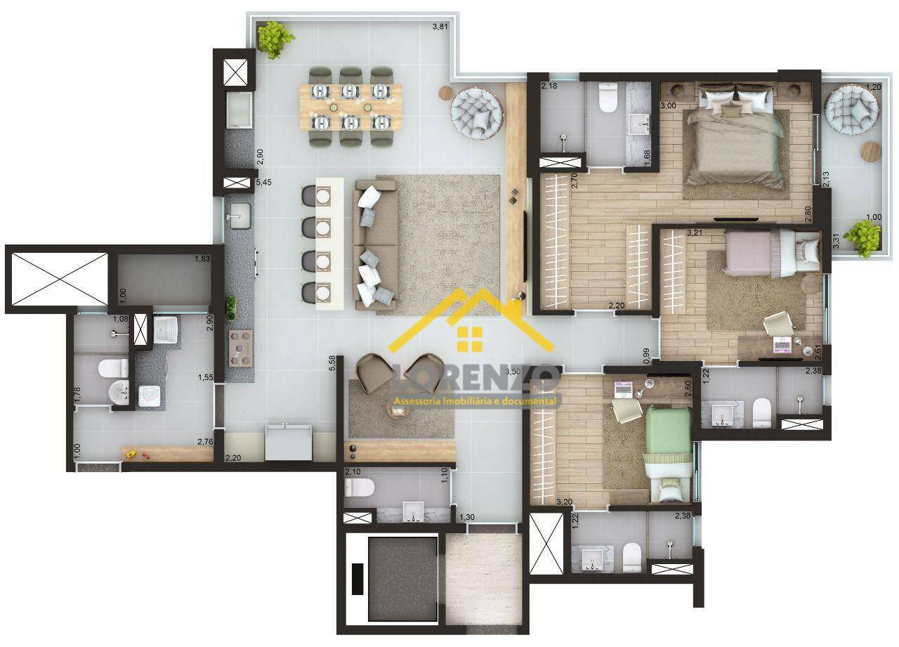 Apartamento à venda com 3 quartos, 135m² - Foto 2