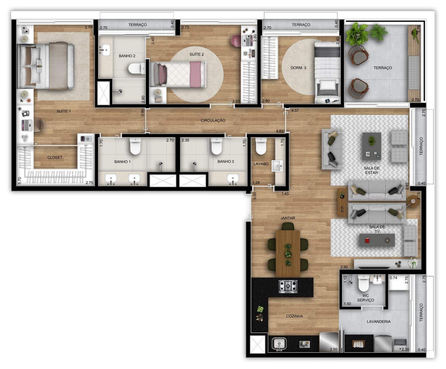 Apartamento à venda com 3 quartos, 128m² - Foto 8