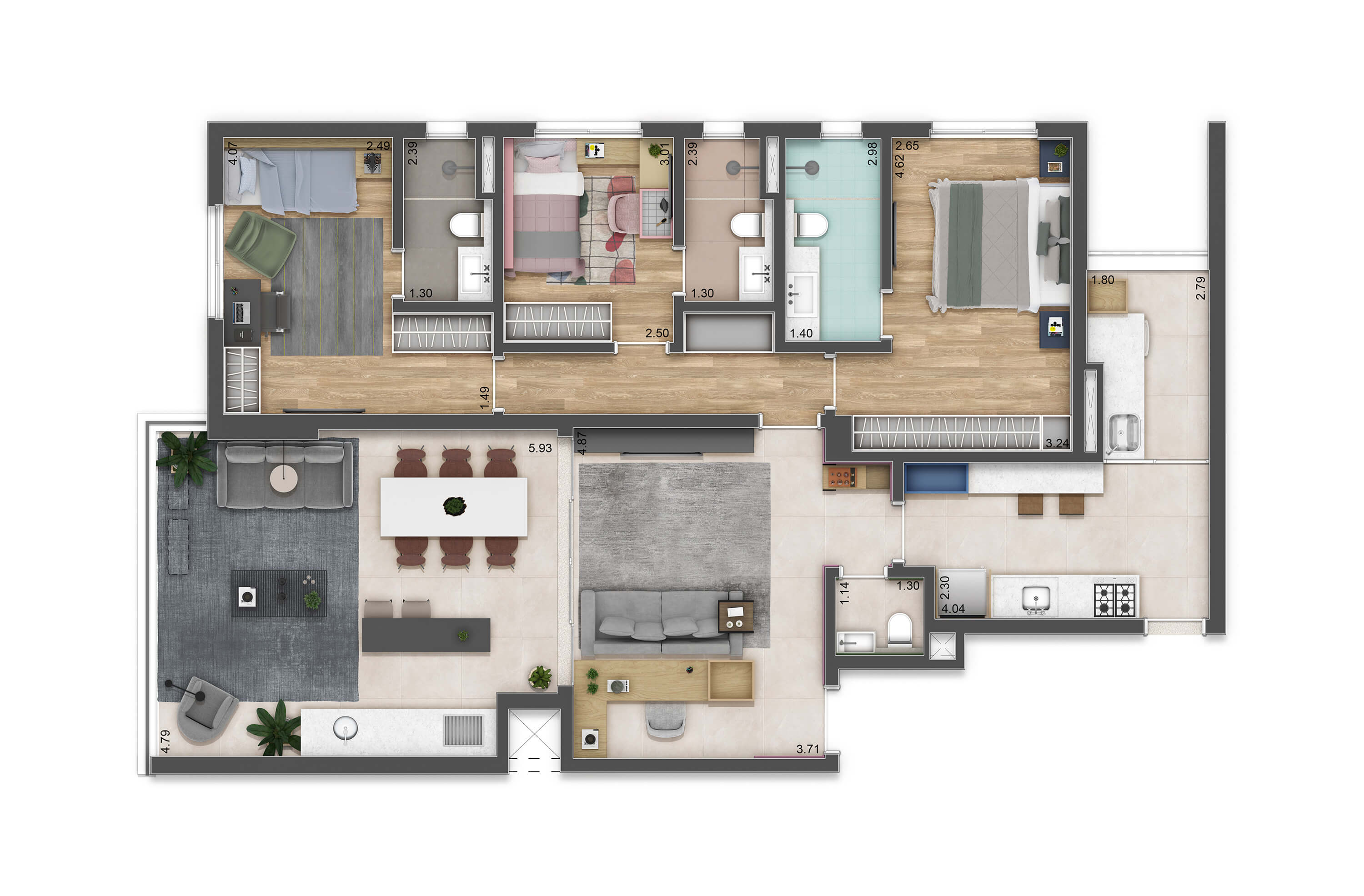 Apartamento à venda com 3 quartos, 132m² - Foto 2