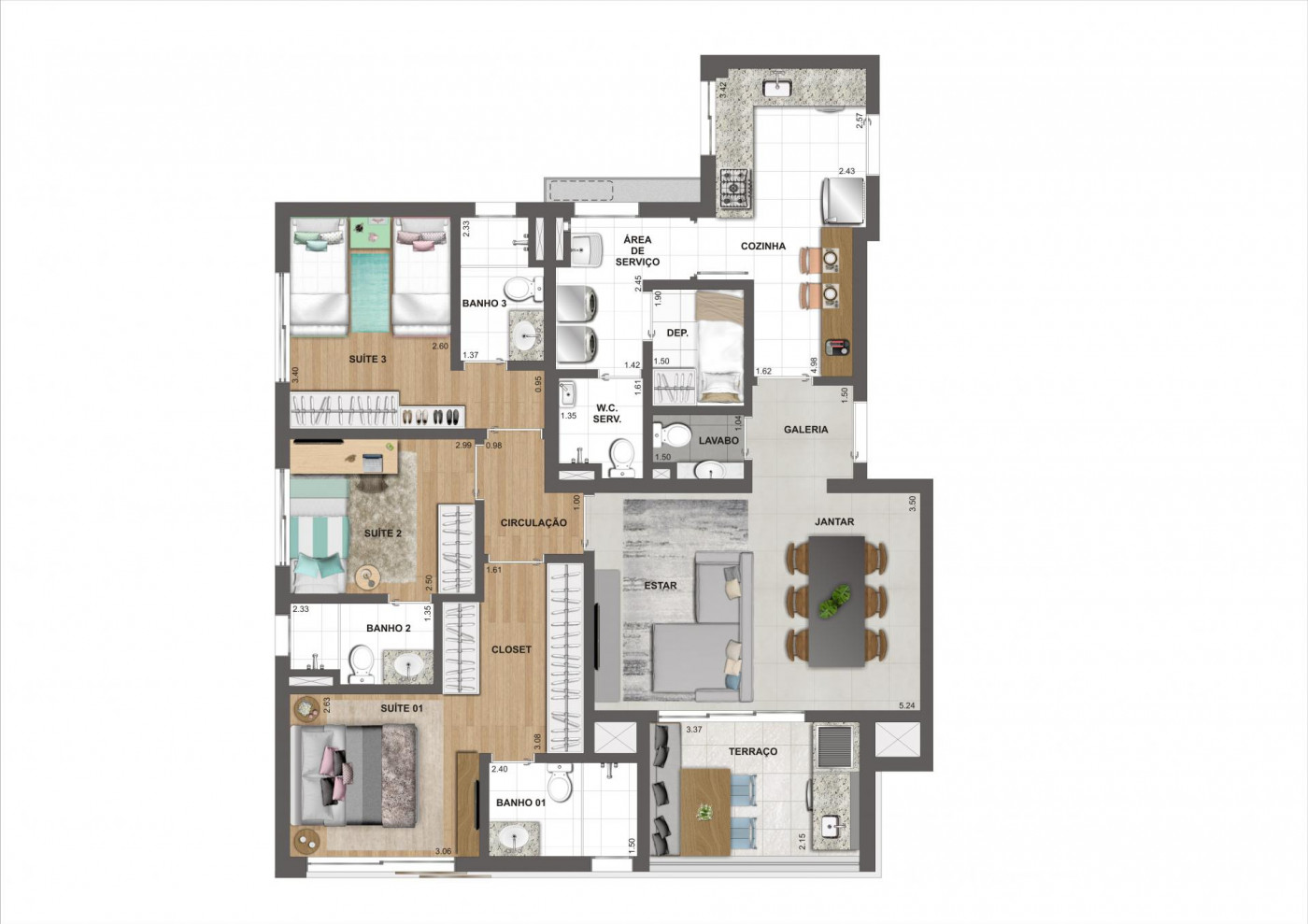 Apartamento à venda com 3 quartos, 112m² - Foto 2