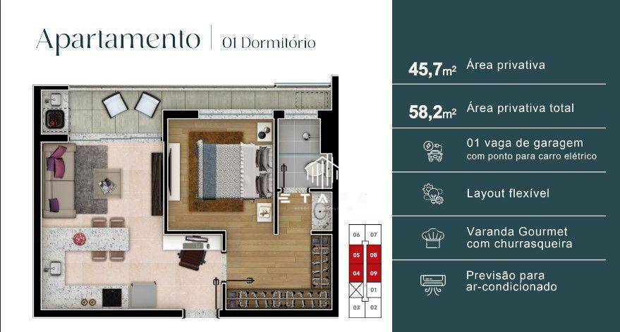 Apartamento à venda com 1 quarto, 45m² - Foto 8