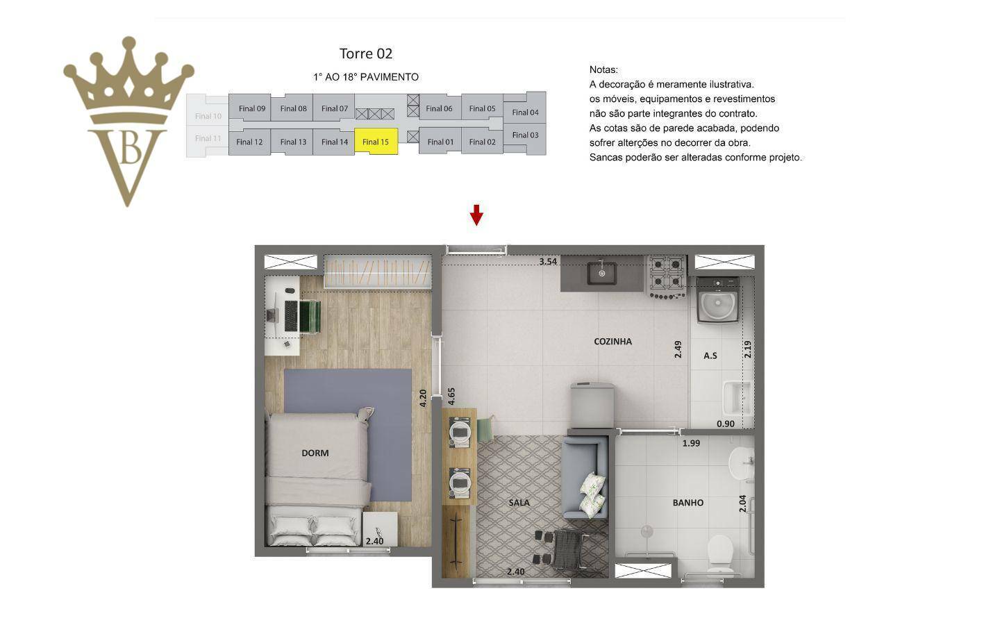 Apartamento à venda com 1 quarto, 35m² - Foto 1