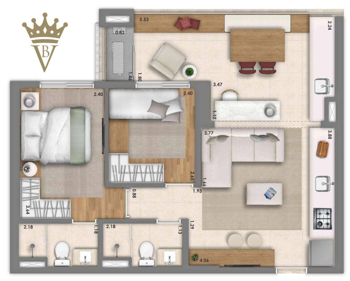 Apartamento à venda com 2 quartos, 66m² - Foto 4