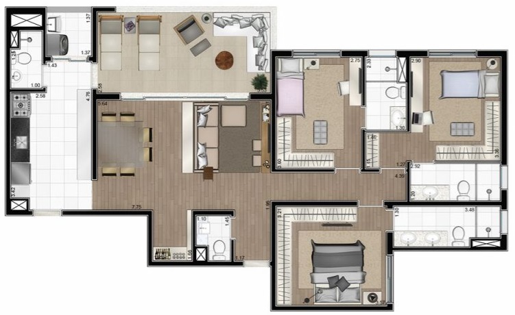 Apartamento à venda com 3 quartos, 122m² - Foto 2