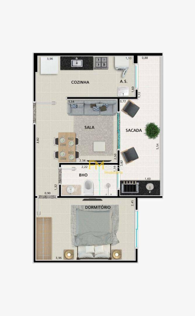 Apartamento à venda com 1 quarto, 40m² - Foto 2