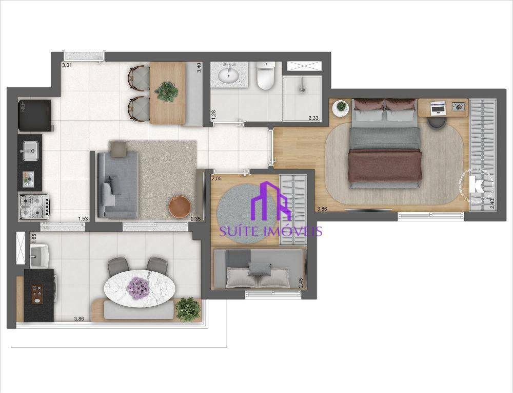 Apartamento à venda com 2 quartos, 45m² - Foto 8