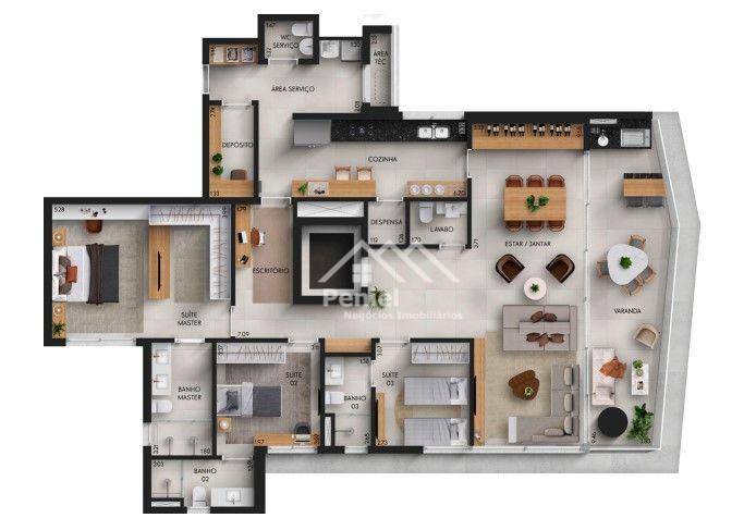 Apartamento à venda com 3 quartos, 183m² - Foto 3