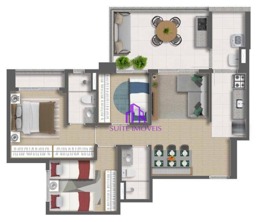 Apartamento à venda com 2 quartos, 57m² - Foto 3