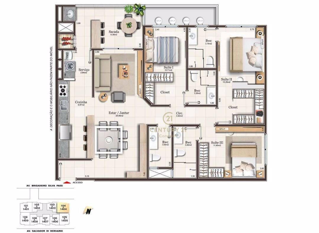 Apartamento à venda com 3 quartos, 117m² - Foto 10