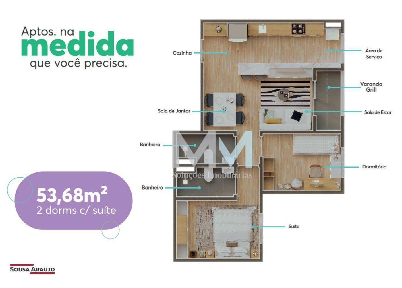 Apartamento à venda com 2 quartos, 53m² - Foto 3