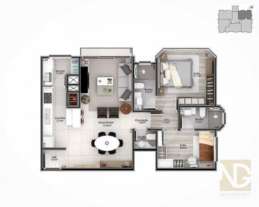 Apartamento à venda com 2 quartos, 78m² - Foto 23