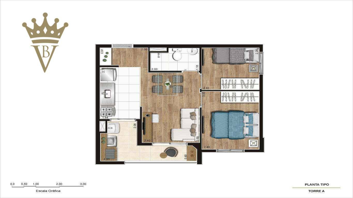 Apartamento à venda com 2 quartos, 41m² - Foto 2