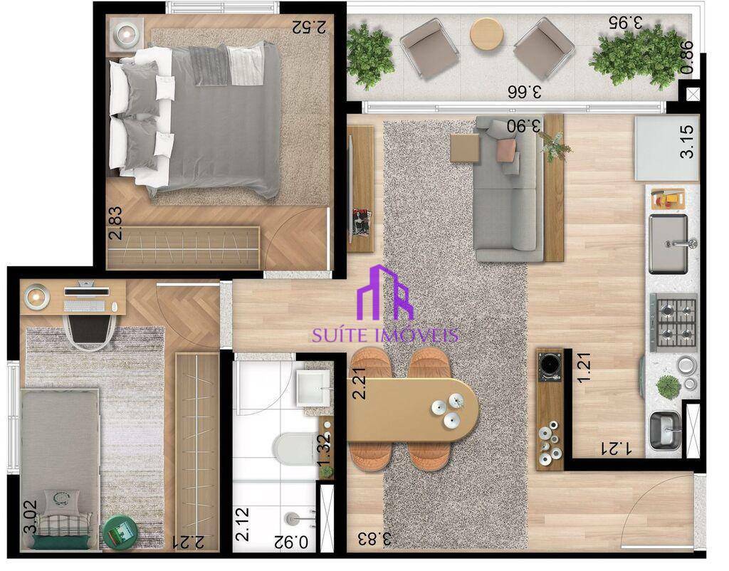 Apartamento à venda com 2 quartos, 40m² - Foto 3