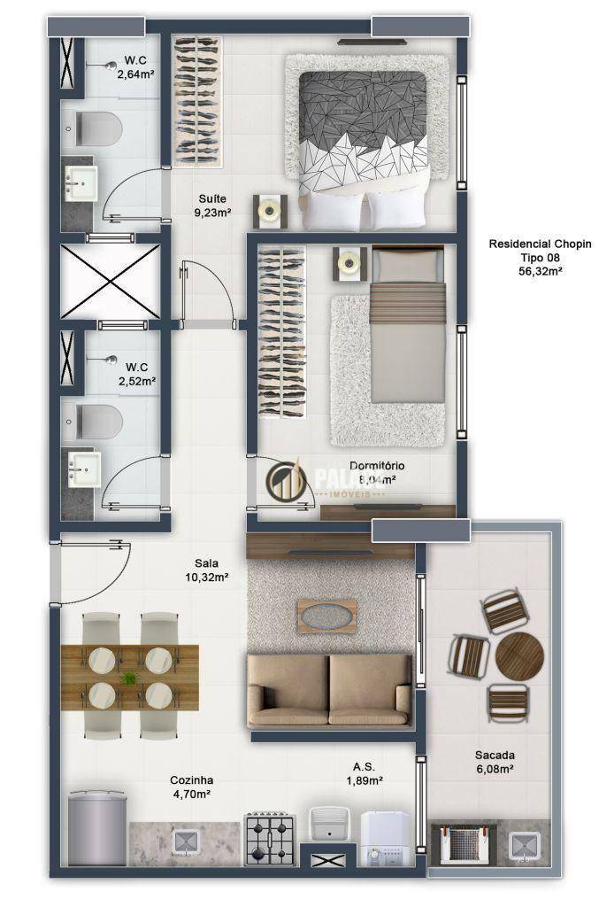 Apartamento à venda com 2 quartos, 57m² - Foto 54