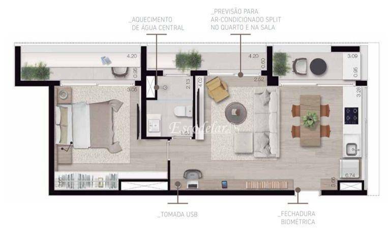 Apartamento à venda com 1 quarto, 55m² - Foto 3