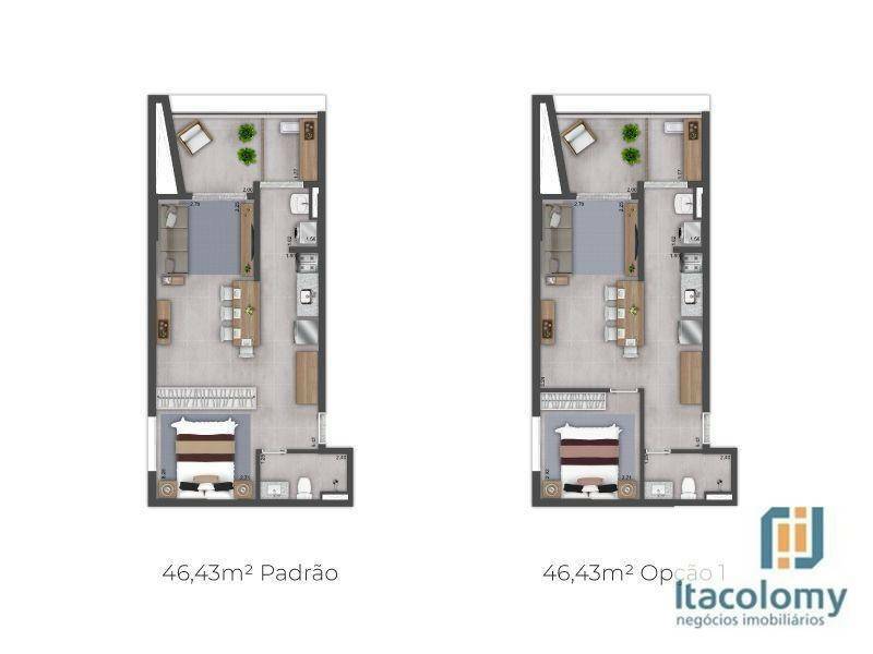 Apartamento à venda com 1 quarto, 46m² - Foto 2