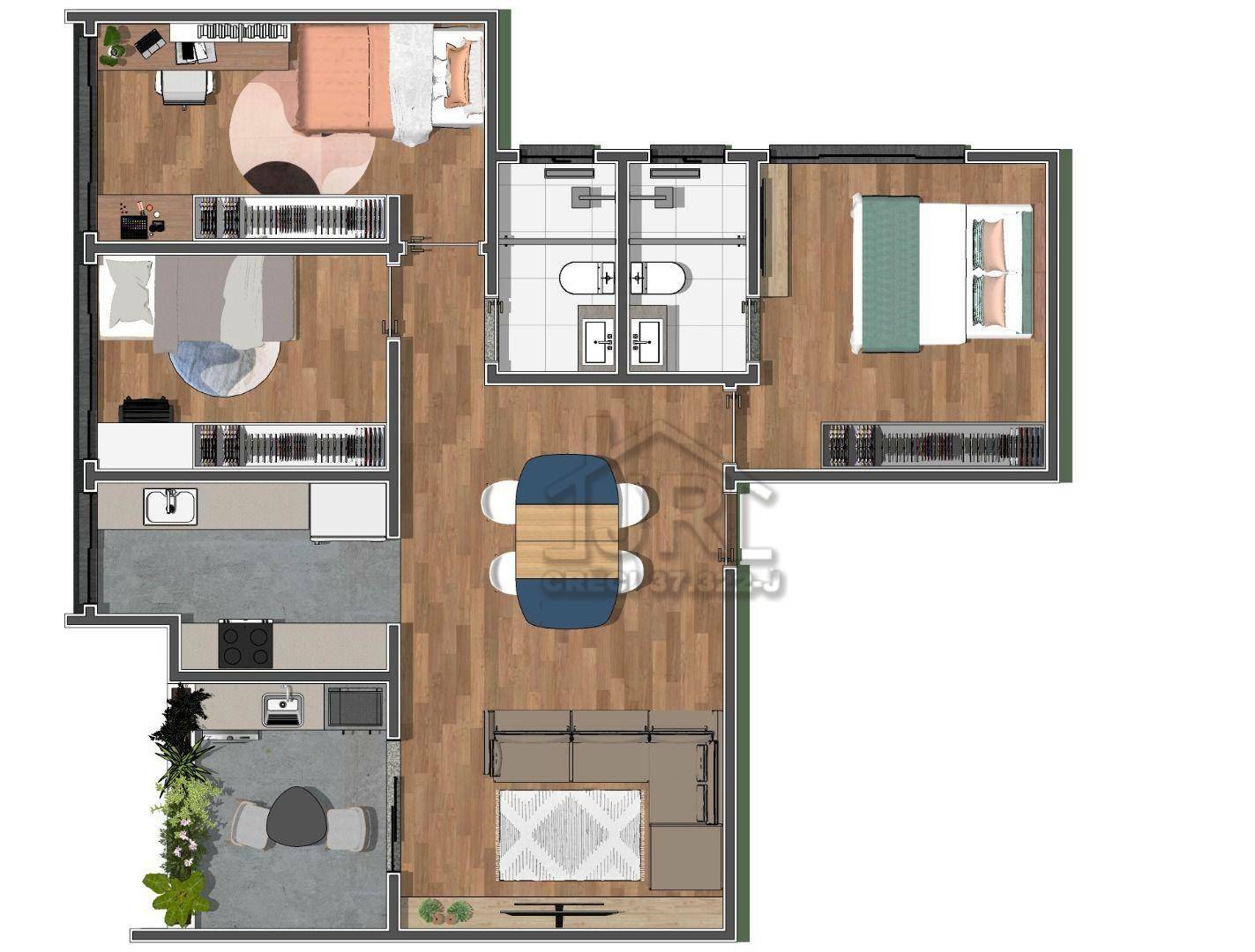 Apartamento à venda com 3 quartos, 75m² - Foto 2