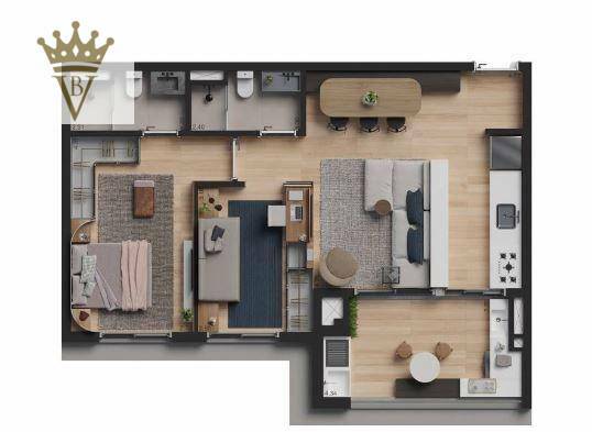 Apartamento à venda com 2 quartos, 72m² - Foto 3