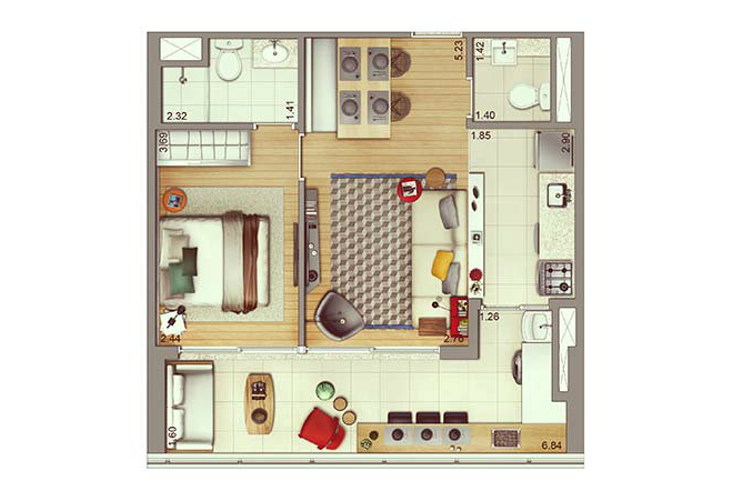 Apartamento à venda com 1 quarto, 53m² - Foto 4