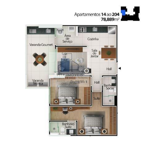 Apartamento à venda com 2 quartos, 78m² - Foto 2