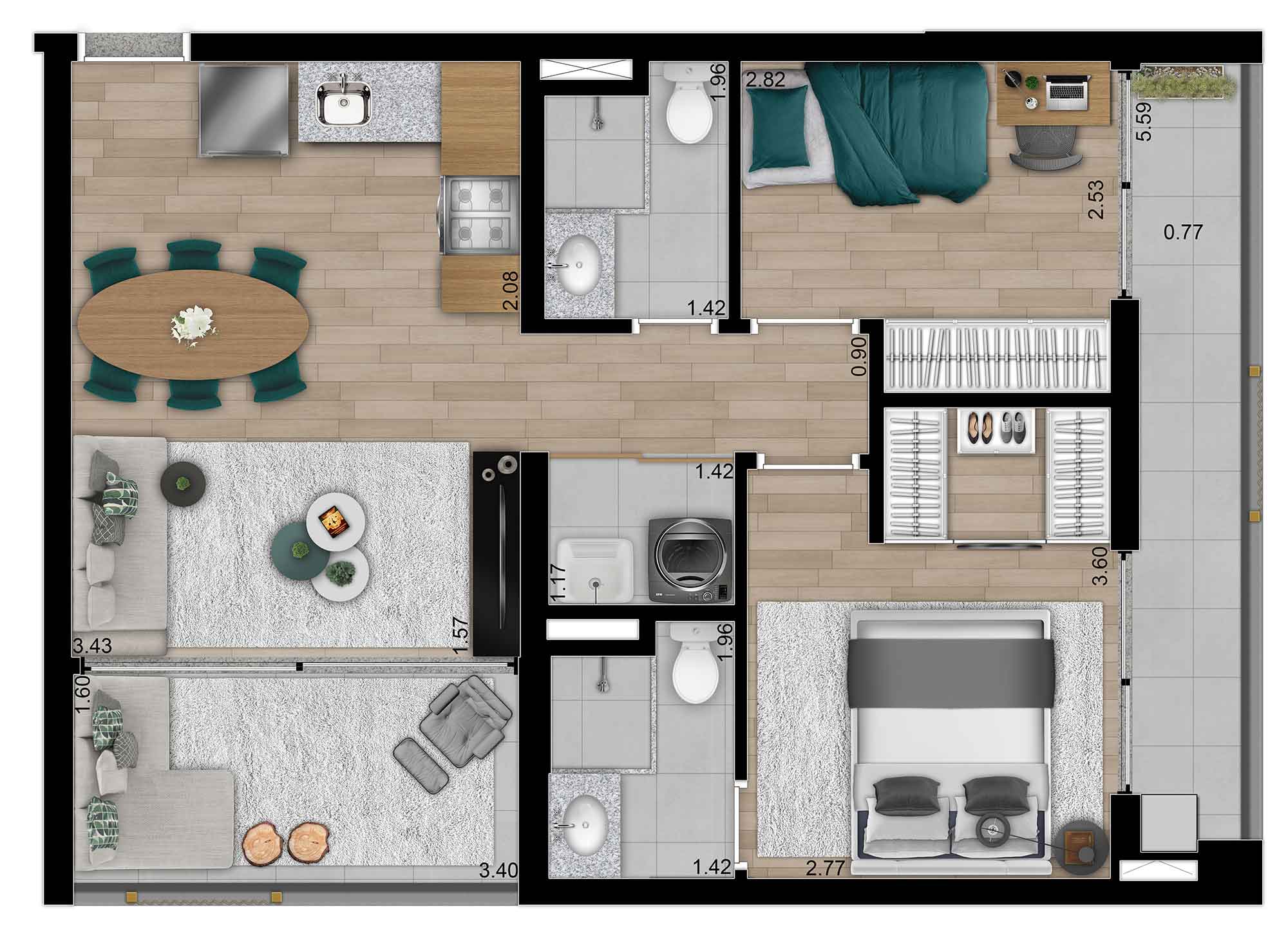 Apartamento à venda com 2 quartos, 61m² - Foto 2