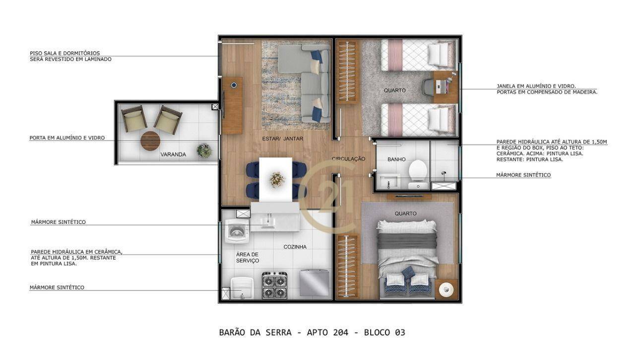 Apartamento à venda com 2 quartos, 39m² - Foto 9