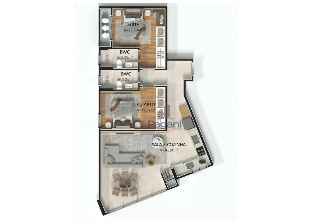 Apartamento à venda com 2 quartos, 71m² - Foto 2
