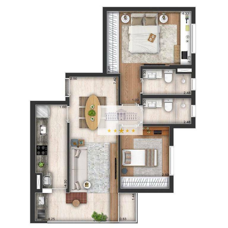 Apartamento à venda com 2 quartos, 70m² - Foto 2