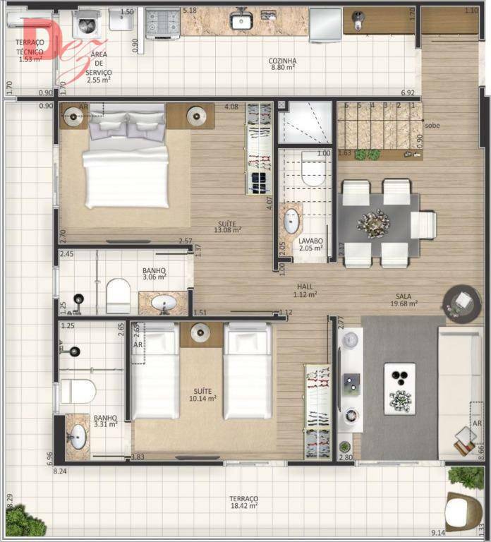 Apartamento à venda com 3 quartos, 192m² - Foto 7