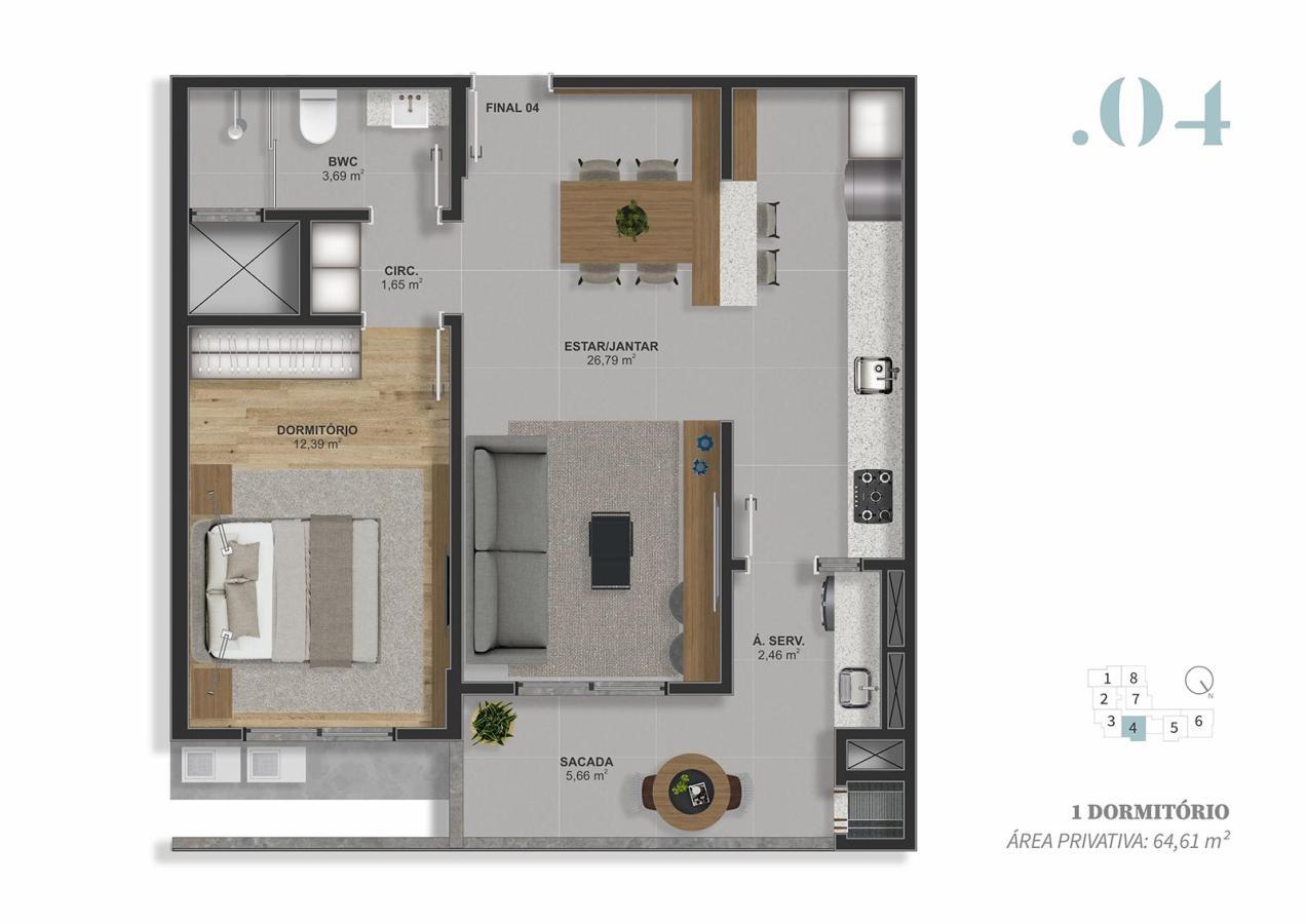 Apartamento à venda com 1 quarto, 54m² - Foto 13