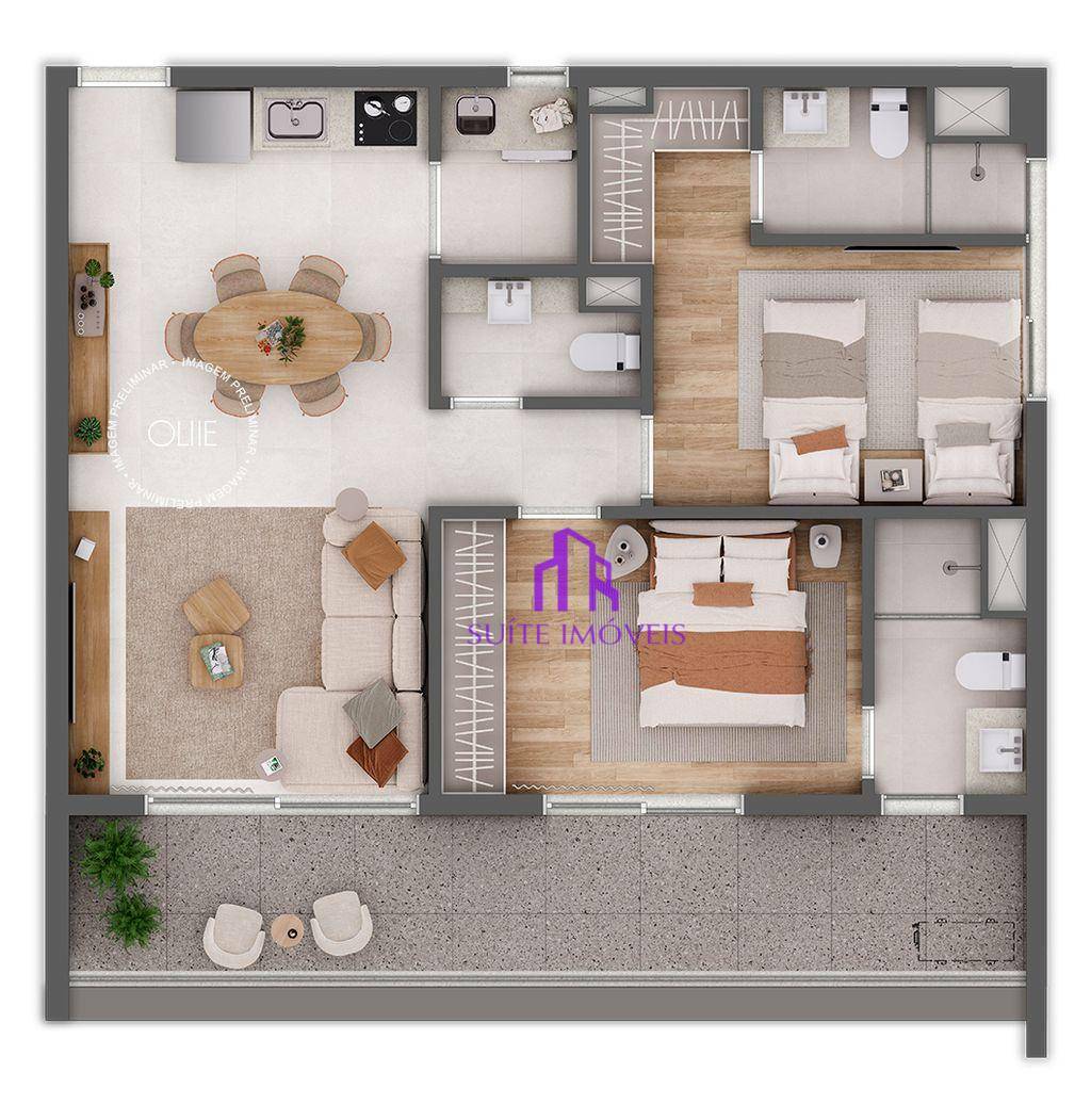 Apartamento à venda com 1 quarto, 46m² - Foto 4