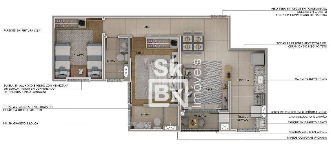 Apartamento à venda com 2 quartos, 52m² - Foto 5