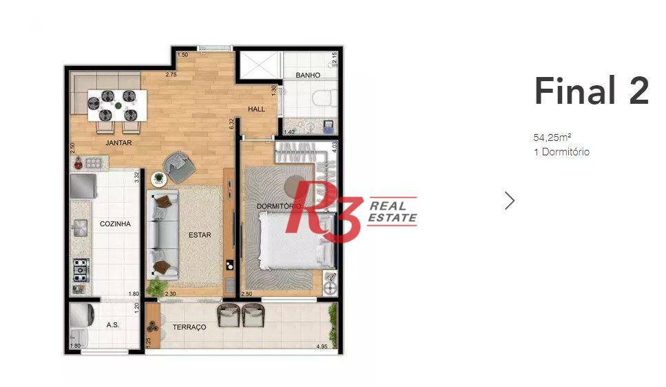 Apartamento à venda com 1 quarto, 54m² - Foto 7