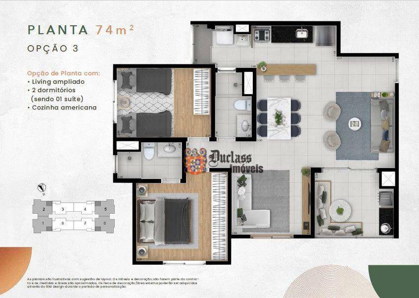 Apartamento à venda com 2 quartos, 61m² - Foto 4