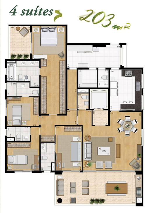 Apartamento à venda com 4 quartos, 203m² - Foto 15