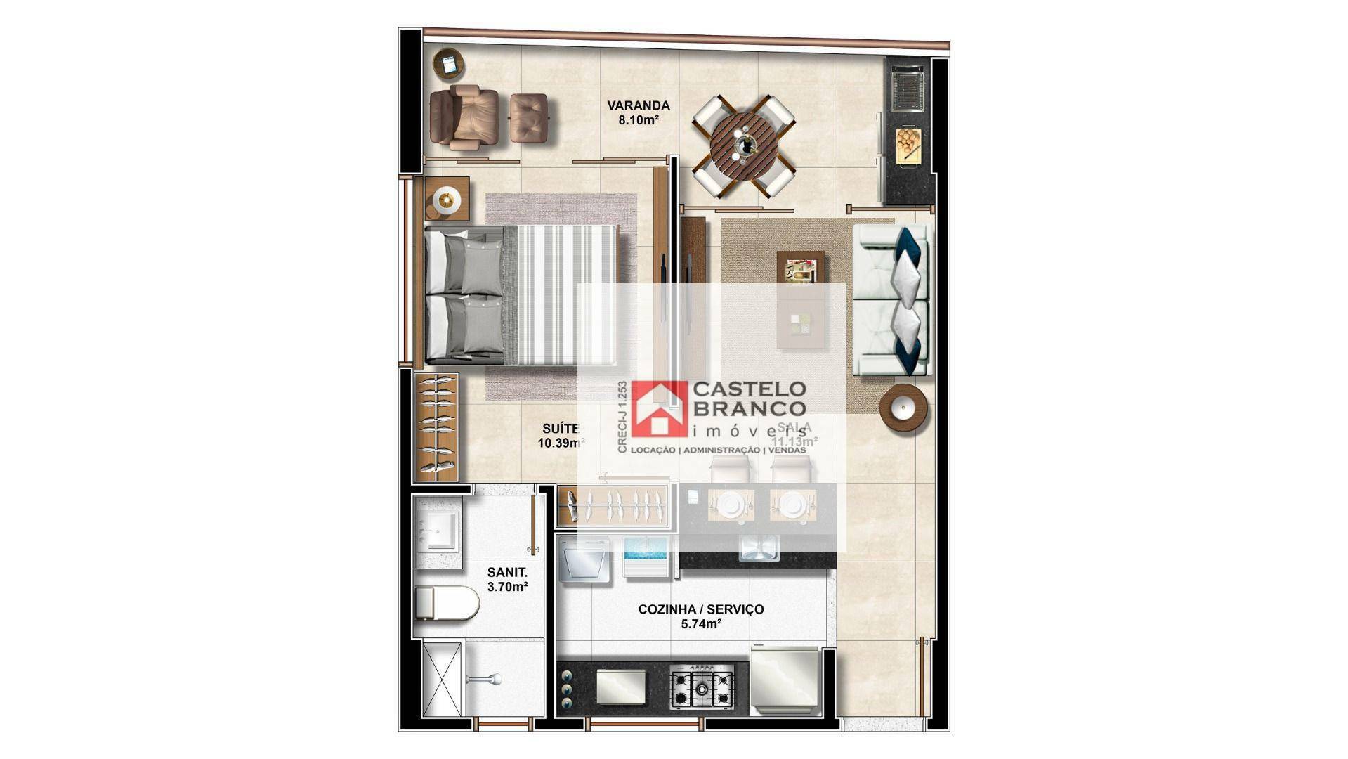 Apartamento à venda com 1 quarto, 37m² - Foto 9