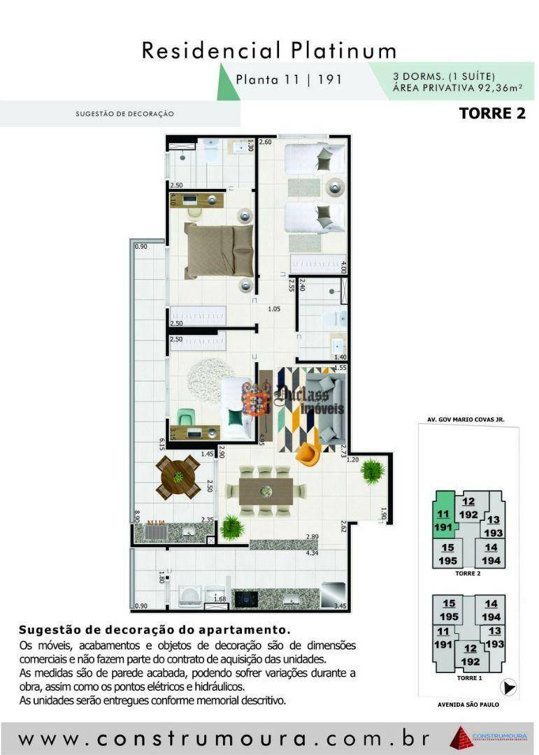 Apartamento à venda com 3 quartos, 92m² - Foto 3