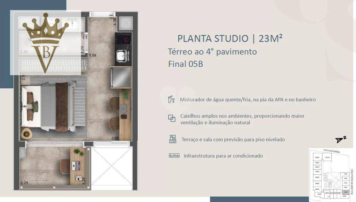 Kitnet e Studio à venda com 1 quarto, 33m² - Foto 3