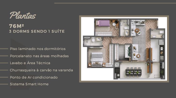 Apartamento à venda com 3 quartos, 76m² - Foto 3