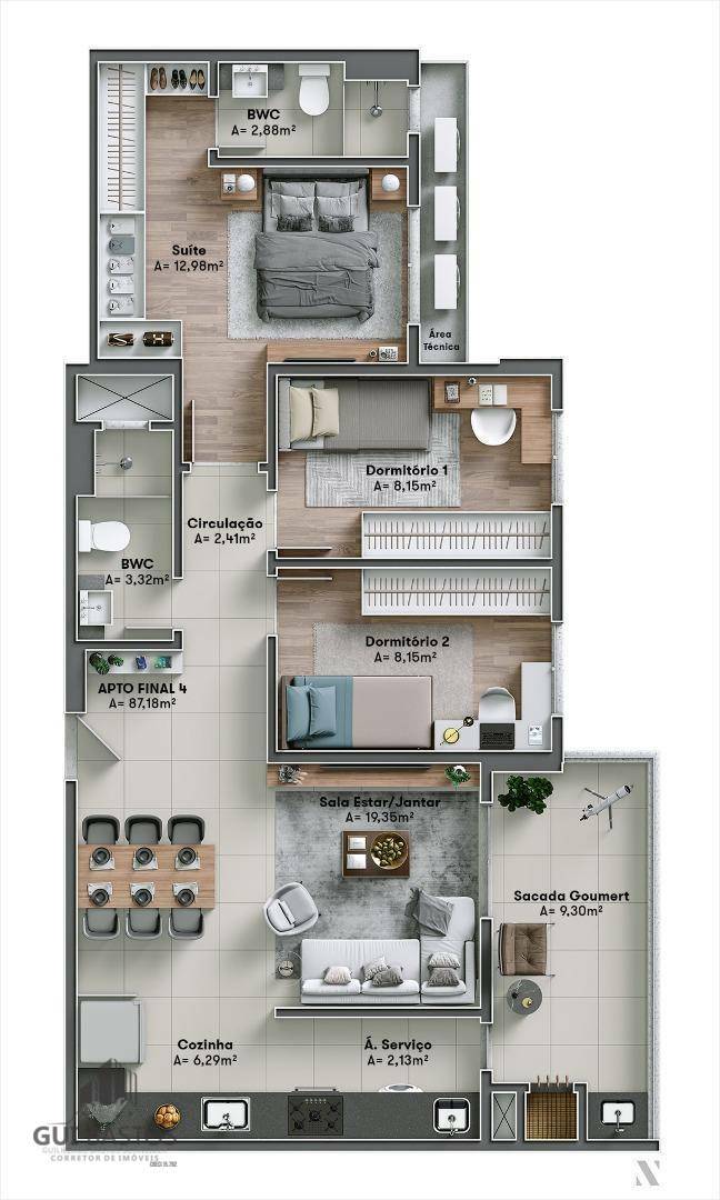 Apartamento à venda com 3 quartos, 87m² - Foto 9