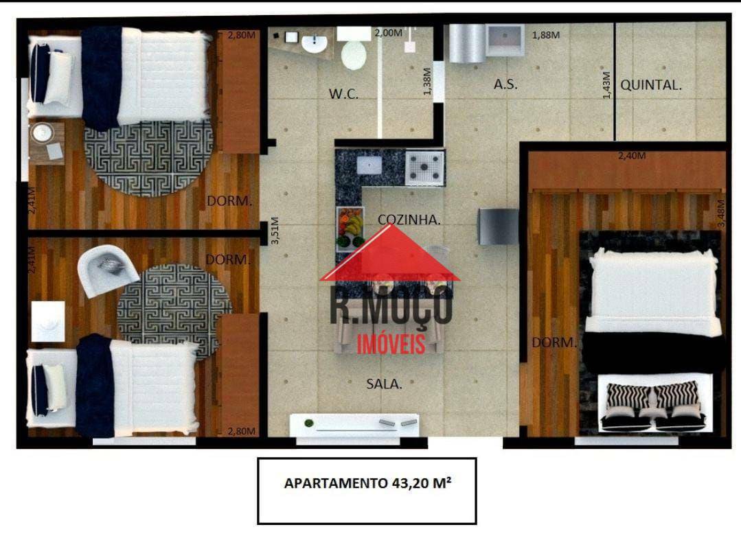 Apartamento à venda com 3 quartos, 43m² - Foto 7