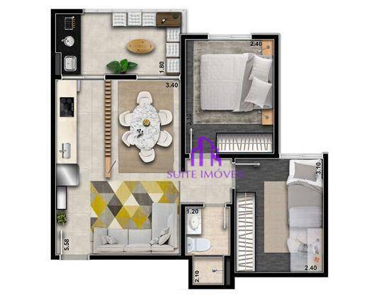 Apartamento à venda com 2 quartos, 44m² - Foto 3