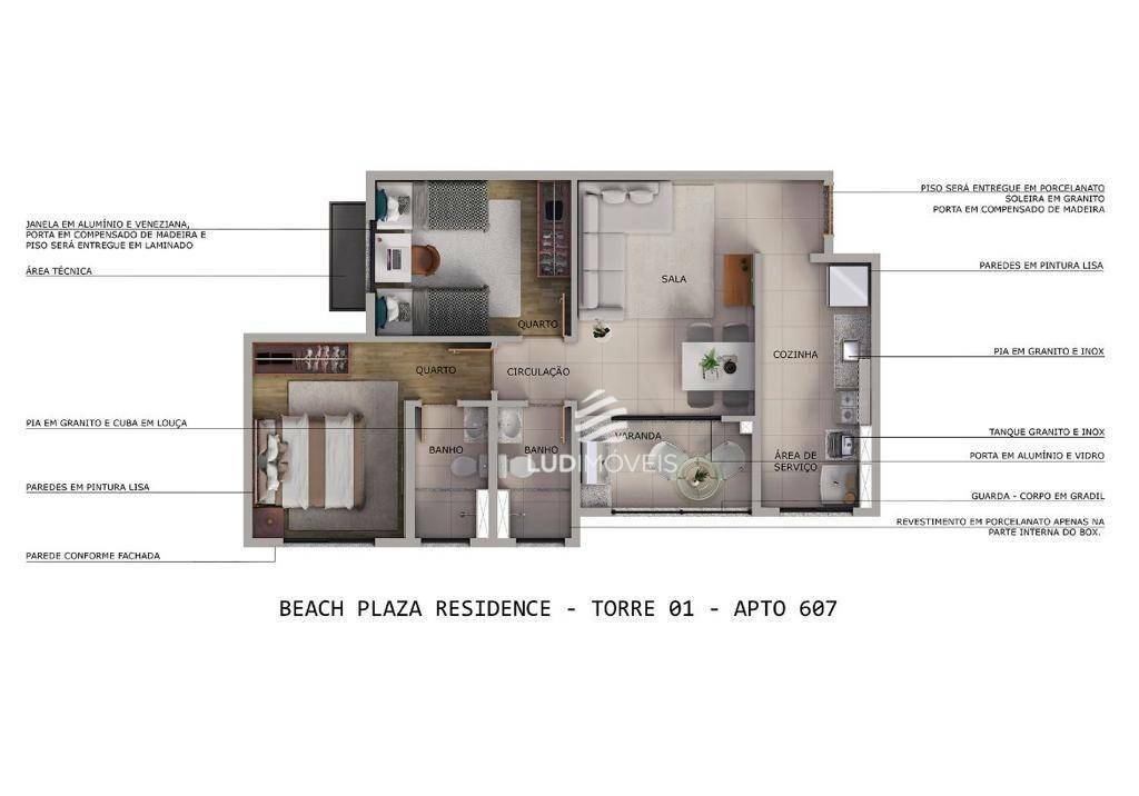 Apartamento à venda com 2 quartos, 56m² - Foto 2