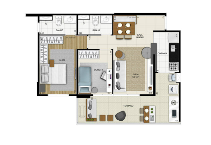 Apartamento à venda com 2 quartos, 70m² - Foto 4