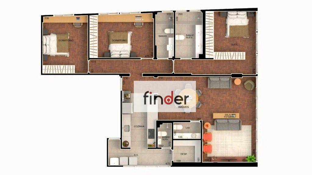 Apartamento à venda com 3 quartos, 154m² - Foto 3