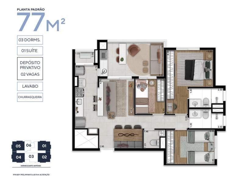 Apartamento à venda com 2 quartos, 52m² - Foto 1