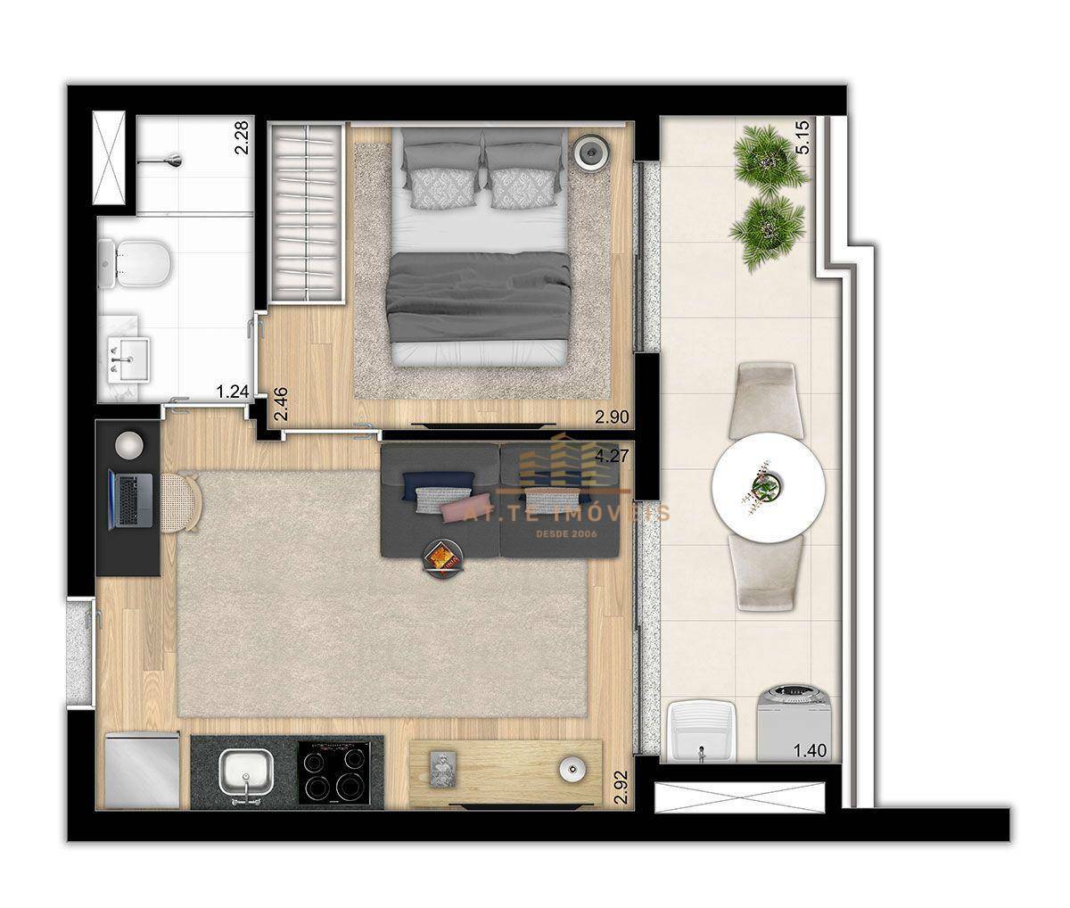 Apartamento à venda com 1 quarto, 36m² - Foto 5