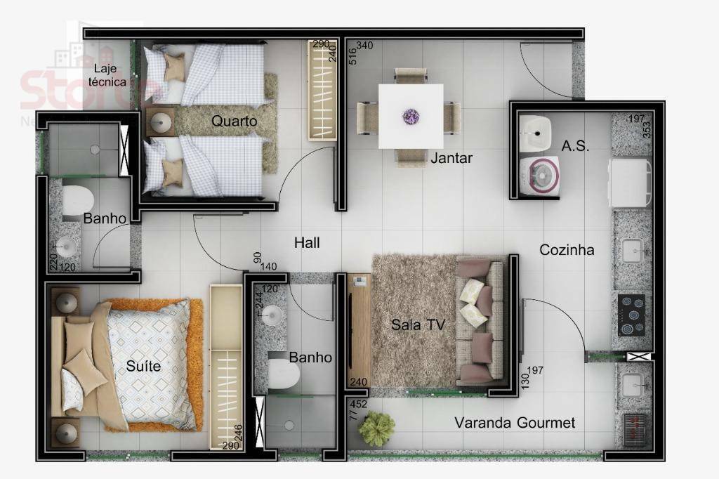 Apartamento à venda com 2 quartos, 56m² - Foto 7